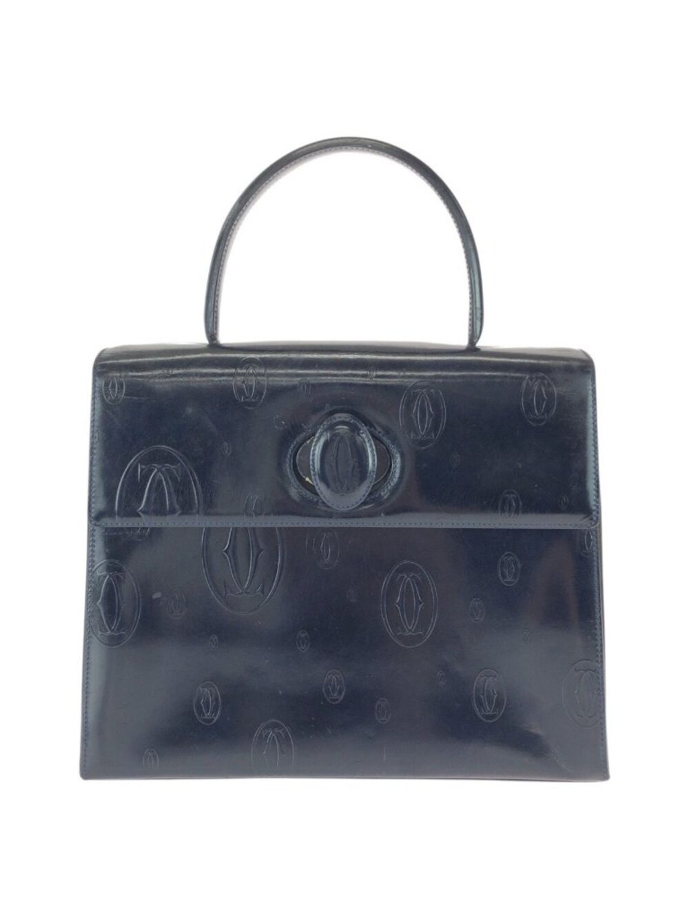 Cartier Vintage Happy Birthday Navy Dark Patent Leather Handbag